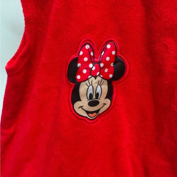 Disney Minnie Mouse 18M Red & White Terry Cloth Swimsuit Bathingsuit Cover Up - Picture 3 of 4